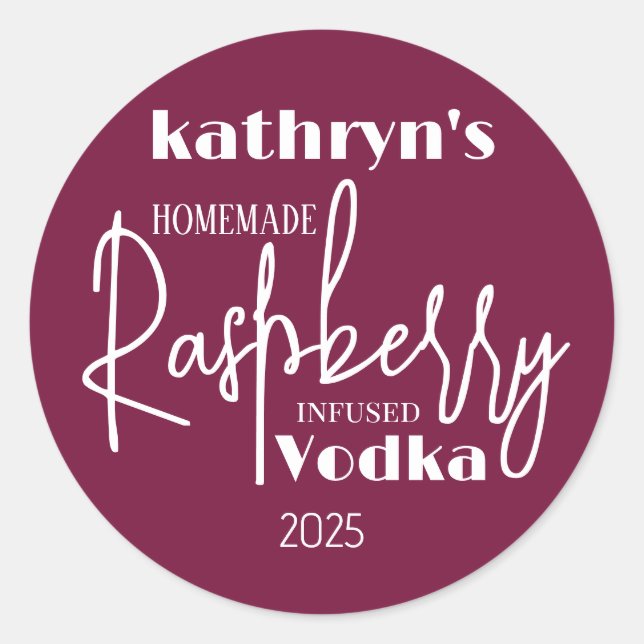 Homemade Raspberry Vodka Personalised Label (Front)