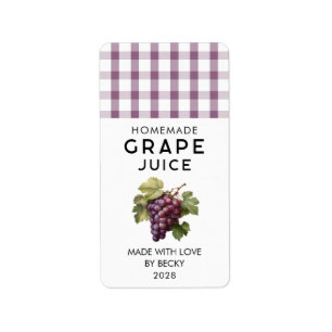 Homemade red grape juice preserve label