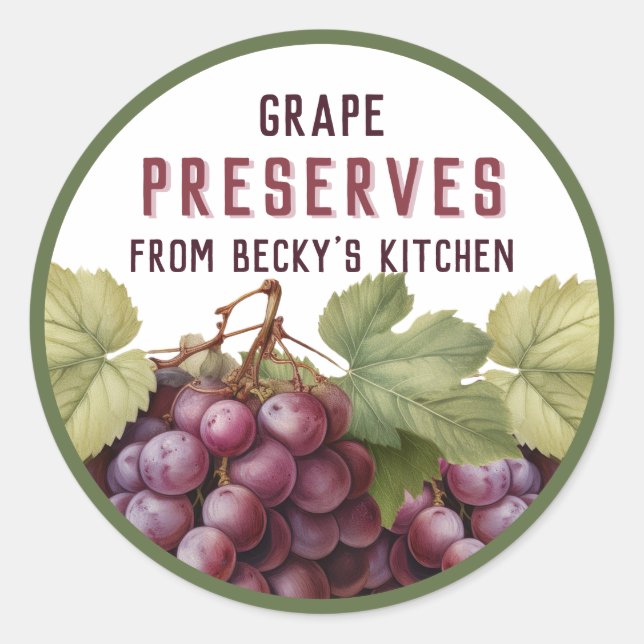 Homemade Red Grape preserves Canning stickers (Front)
