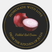 Homemade Red Onion Pickle Label | Black