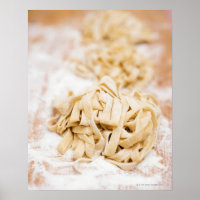 Homemade ribbon pasta, close up