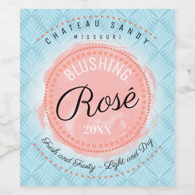 Homemade rose wine roses personalised wine label (Single Label)