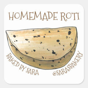 Homemade Roti Indian Chapati Bread Baked By Square Sticker