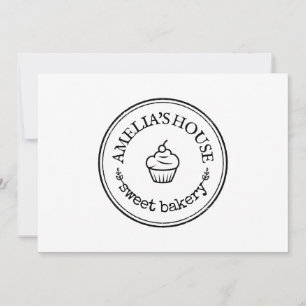 Homemade rustic logo custom simple bakery cupcake invitation