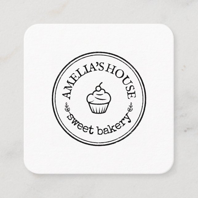 Homemade rustic logo custom simple square business card (Front)