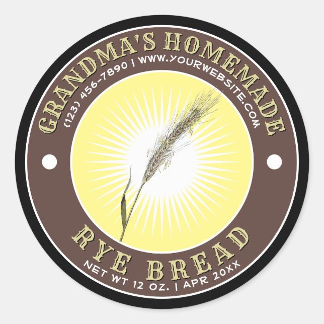 Homemade Rye Bread Label Template (Front)