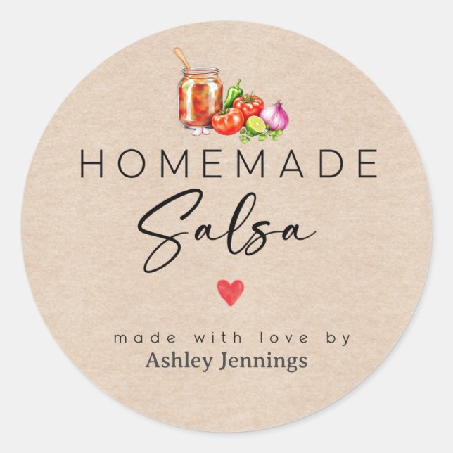 Homemade Salsa Labels | Made with Love Stickers (Front)