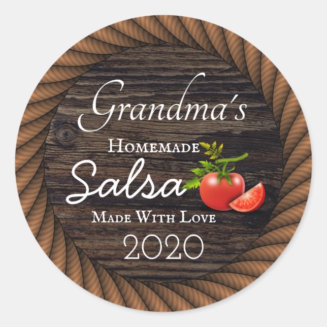 Homemade Salsa Personalised Rustic Classic Round Sticker (Front)
