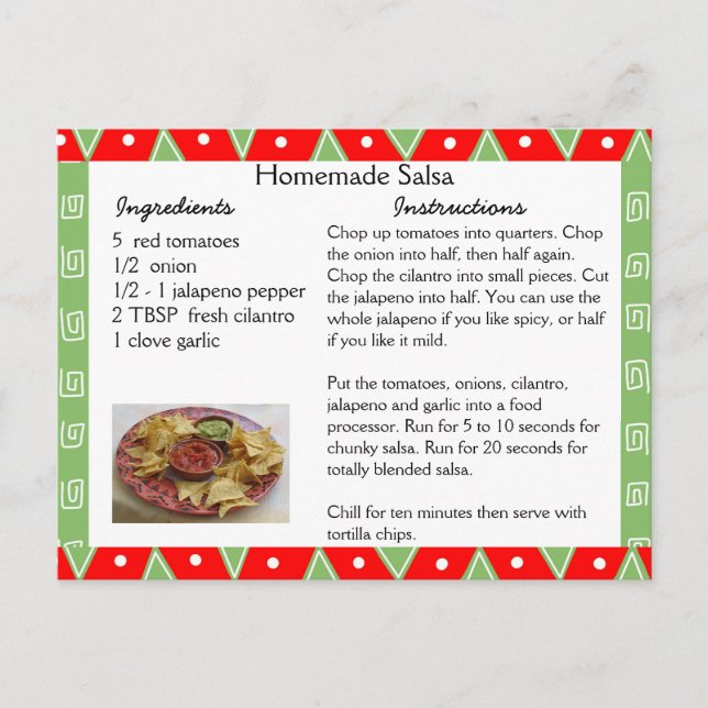 Homemade Salsa Recipe Card (Front)
