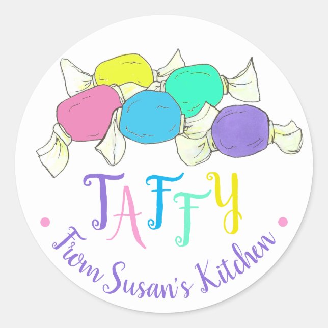 Homemade Saltwater Taffy Candy From the Kitchen of Classic Round Sticker (Front)