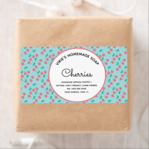 Homemade Soap Business Cherry Watercolor  Label