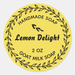 Homemade Soap Rustic Country Wreath Lemon Yellow Classic Round Sticker