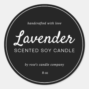 Homemade Soy Candle Chic Calligraphy Black Classic Round Sticker
