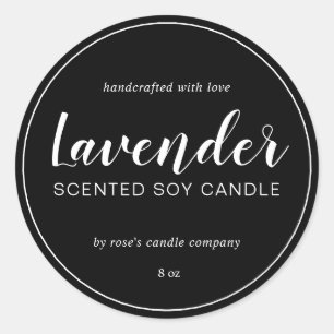 Homemade Soy Candle Chic Calligraphy Black Classic Round Sticker