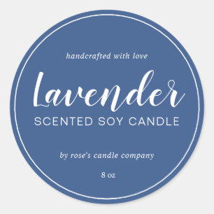 Homemade Soy Candle Chic Calligraphy Classic Blue Round Sticker