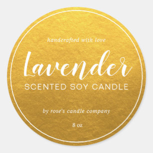 Homemade Soy Candle Chic Calligraphy Classic Gold Classic Round Sticker