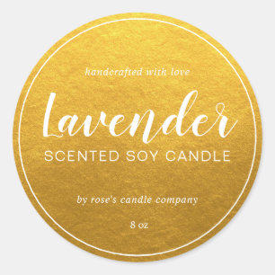 Homemade Soy Candle Chic Calligraphy Classic Gold Round Sticker