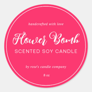 Homemade Soy Candle Chic Calligraphy Diva Pink Classic Round Sticker