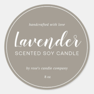 Homemade Soy Candle Chic Calligraphy Grey Classic Round Sticker