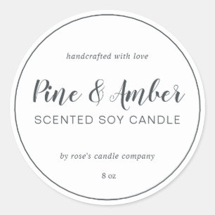 Homemade Soy Candle Chic Calligraphy Off-Black Classic Round Sticker
