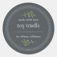 Homemade Soy Candle Pine Sprig Write On Off-Black