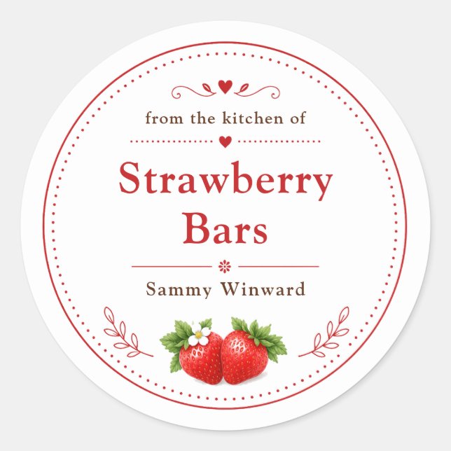 Homemade Strawberry Bars Label (Front)