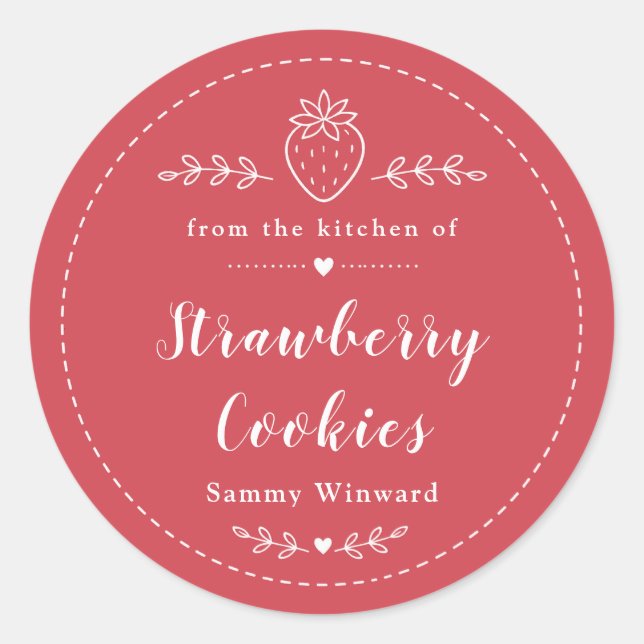 Homemade Strawberry Cookies Label (Front)