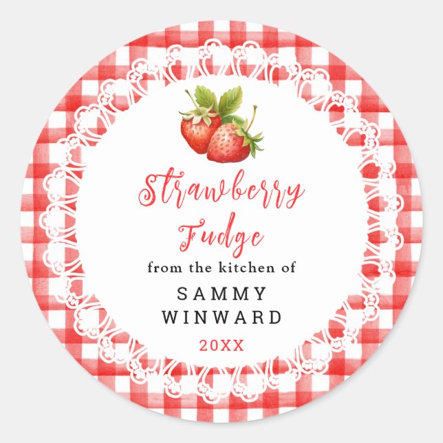 Homemade Strawberry Fudge Label (Front)