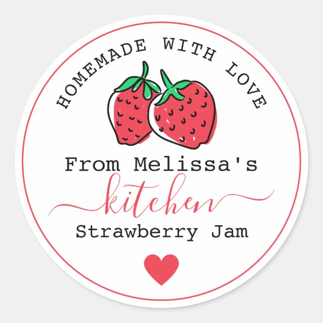 Homemade Strawberry Jam From The Kitchen Of    Classic Round Sticker (Front)