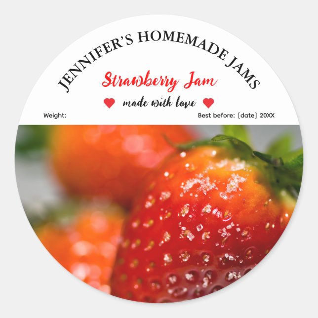 Homemade Strawberry Jam Jar Label (Front)