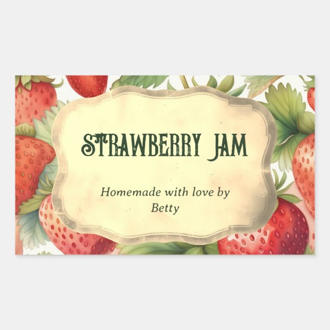 Homemade Strawberry Jam Jar Label (Front)
