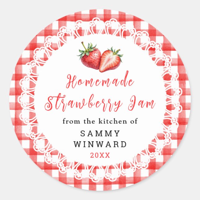 Homemade Strawberry Jam Jar Label (Front)