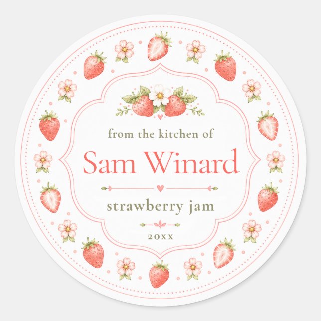 Homemade Strawberry Jam Kitchen Label (Front)