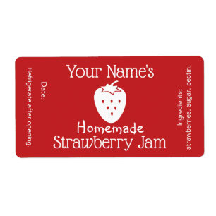 Homemade Strawberry Jam Label Personalised Custom
