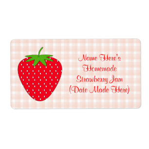 Homemade Strawberry Jam Label. Pink and Red.
