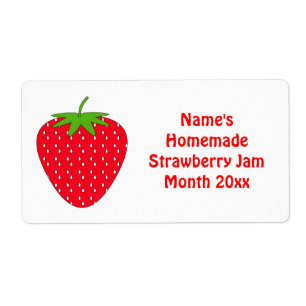 Homemade Strawberry Jam Label. White and Red.