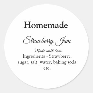 Homemade strawberry jam made with love add text classic round sticker