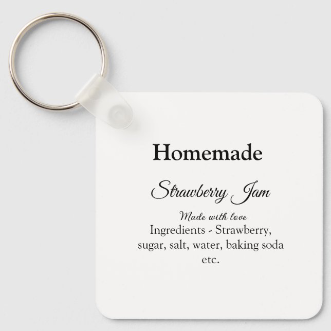 Homemade strawberry jam made with love add text key ring (Front)