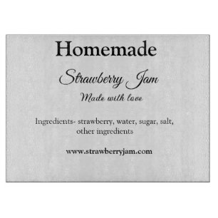 Homemade strawberry jam made with love add text we cutting board