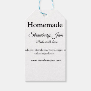 Homemade strawberry jam made with love add text we gift tags