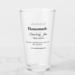 Homemade strawberry jam made with love add text we glass