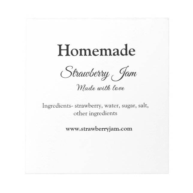 Homemade strawberry jam made with love add text we notepad (Front)