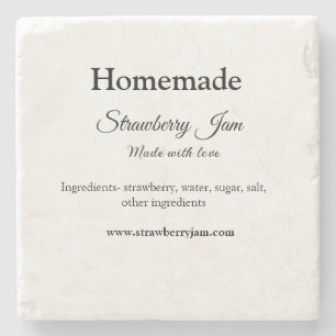 Homemade strawberry jam made with love add text we stone coaster