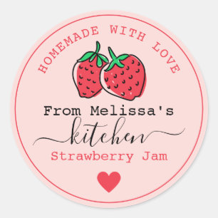 Homemade Strawberry Jam Pink From The Kitchen Of   Classic Round Sticker