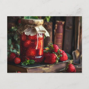 Homemade strawberry jam postcard
