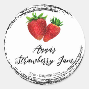 *~* Homemade Strawberry Jam Preserves Canning AP30 Classic Round Sticker