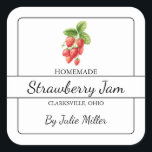 Homemade Strawberry Jam Square Label<br><div class="desc">Special for you!</div>