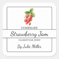 Homemade Strawberry Jam Square Label