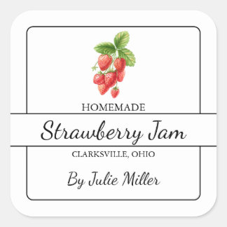 Homemade Strawberry Jam Square Label