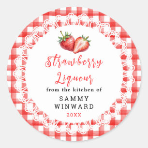 Homemade Strawberry Liqueur Bottle Label
